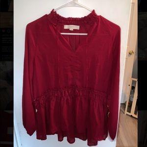 Loft Peasant Ruffle Tie Blouse